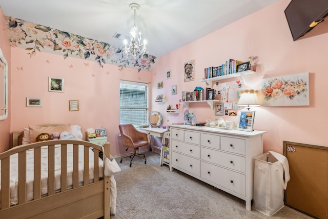 7204 Vanderbilt Dr, Mckinney, TX 75072 - bedroom with a chandelier and light carpet