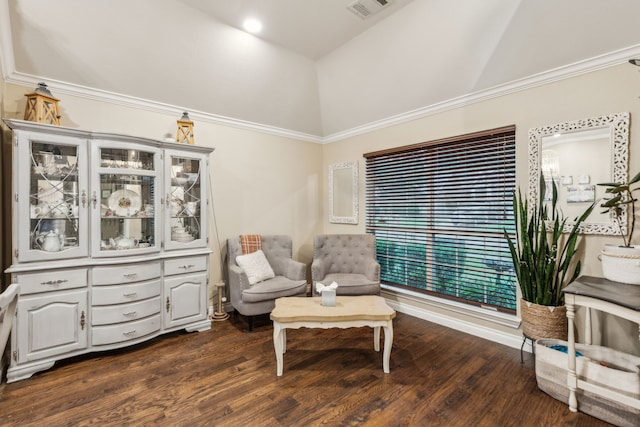 7204 Vanderbilt Dr, Mckinney, TX 75072 - living area featuring high vaulted ceiling and dark wood-style floors