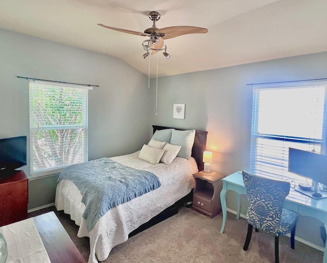 7125 Cotton Seed Dr, Mckinney, TX 75070 - carpeted bedroom with lofted ceiling and a ceiling fan