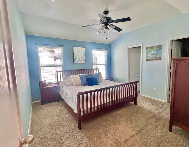 7125 Cotton Seed Dr, Mckinney, TX 75070 - bedroom with lofted ceiling, carpet floors, baseboards, and a ceiling fan