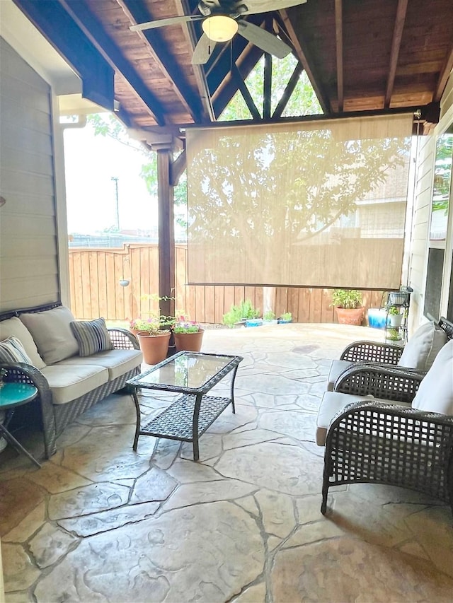 7125 Cotton Seed Dr, Mckinney, TX 75070 - view of patio featuring a ceiling fan and an outdoor living space