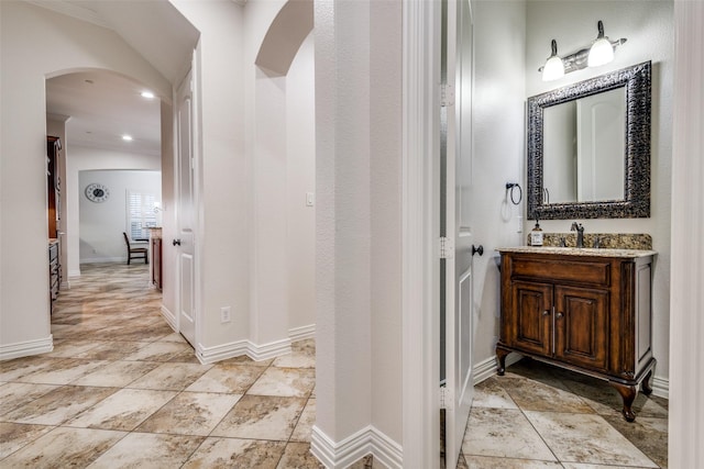 2204 Aberdeen Dr, Trophy Club, TX 76262 - bathroom featuring vanity, baseboards, and recessed lighting