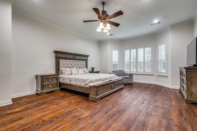 2204 Aberdeen Dr, Trophy Club, TX 76262 - bedroom with wood finished floors, baseboards, ceiling fan, and ornamental molding