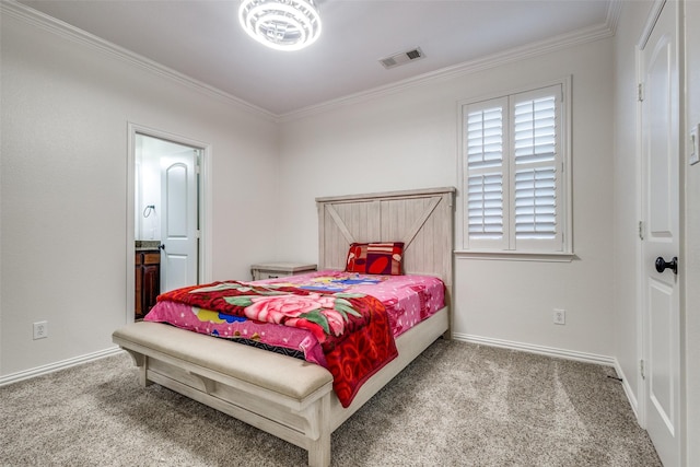 2204 Aberdeen Dr, Trophy Club, TX 76262 - bedroom featuring carpet floors, crown molding, baseboards, and ensuite bath