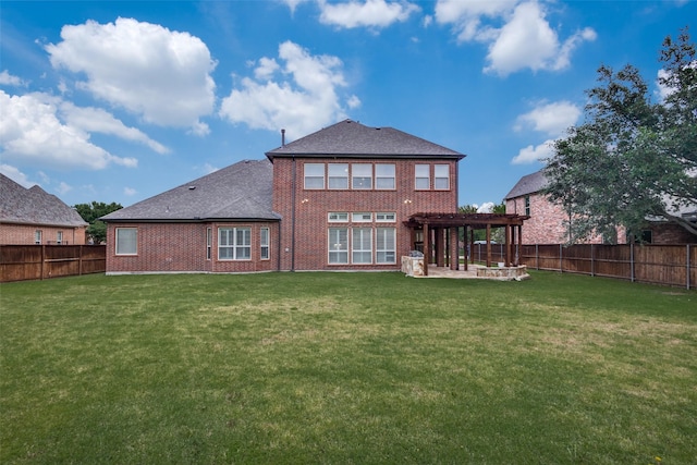 2204 Aberdeen Dr, Trophy Club, TX 76262 - back of property featuring a pergola, brick siding, a patio, and a shingled roof