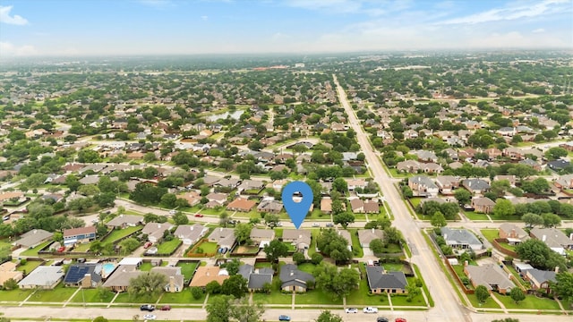 aerial perspective of suburban area featuring property parcel outlined