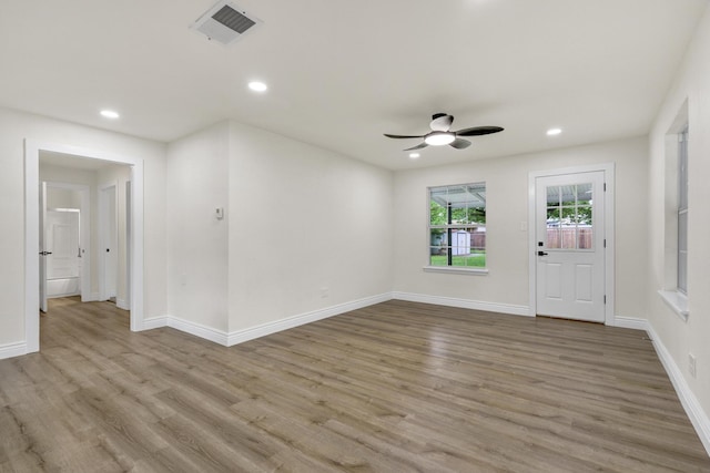 1110 Green St, Abilene, TX 79603 - unfurnished room with ceiling fan, wood finished floors, recessed lighting, and baseboards