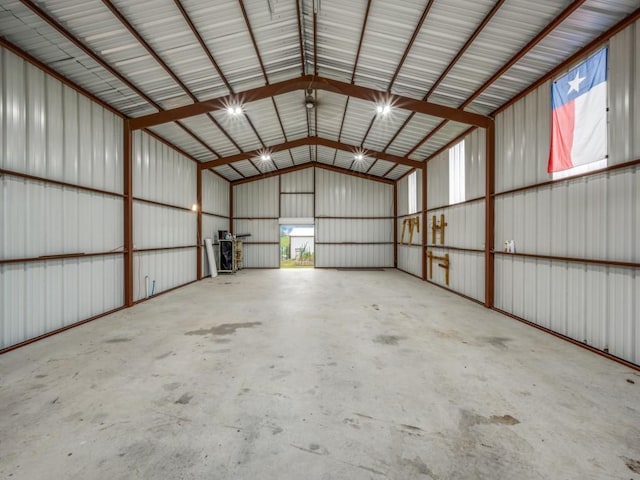 garage with metal wall