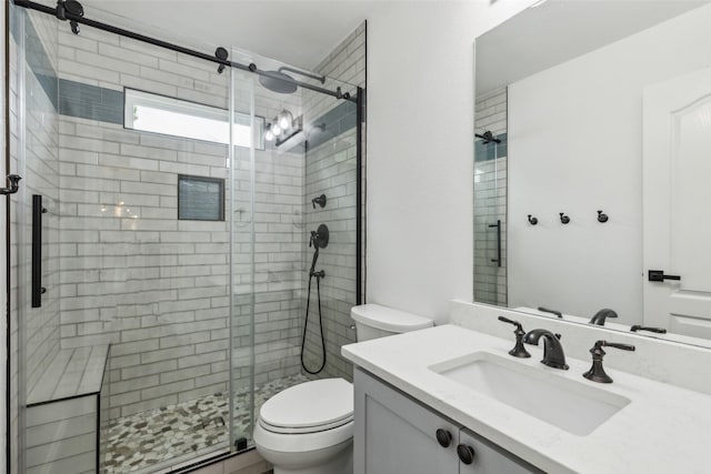 1411 Thistle Cir, Allen, TX 75002 - full bathroom featuring toilet, a shower stall, and vanity