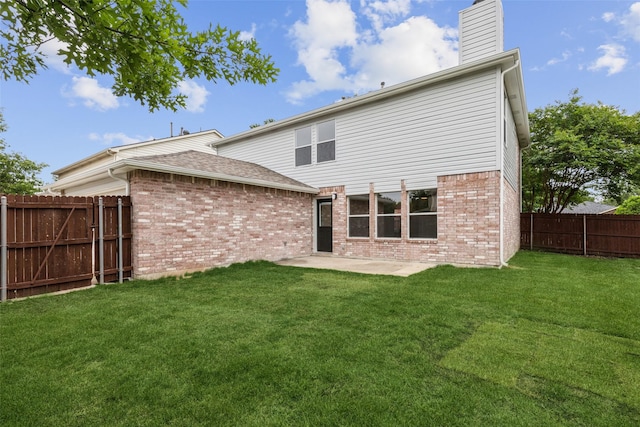 1411 Thistle Cir, Allen, TX 75002 - rear view of property with brick siding, a chimney, and a patio area