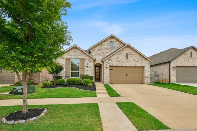 1405 Chickadee Dr, Argyle, TX 76226 - view of front of house with concrete driveway, a front lawn, and brick siding