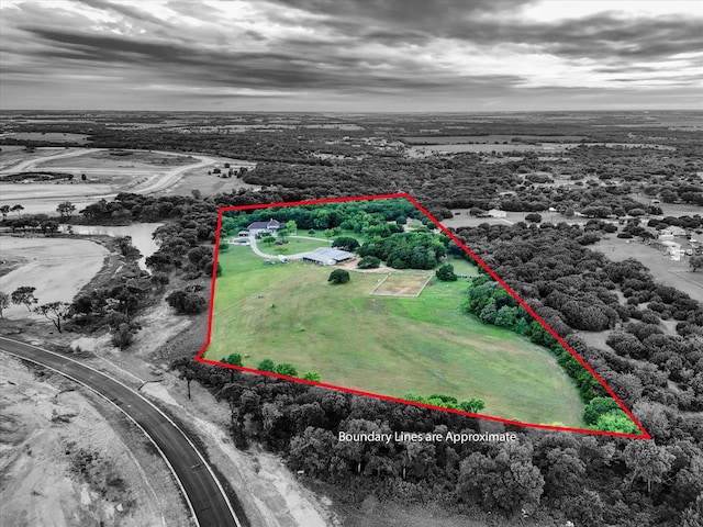 overview of rural landscape featuring property parcel outlined