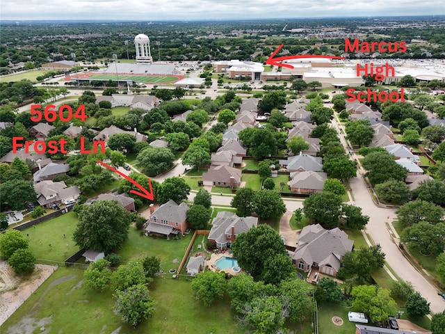 aerial view of residential area
