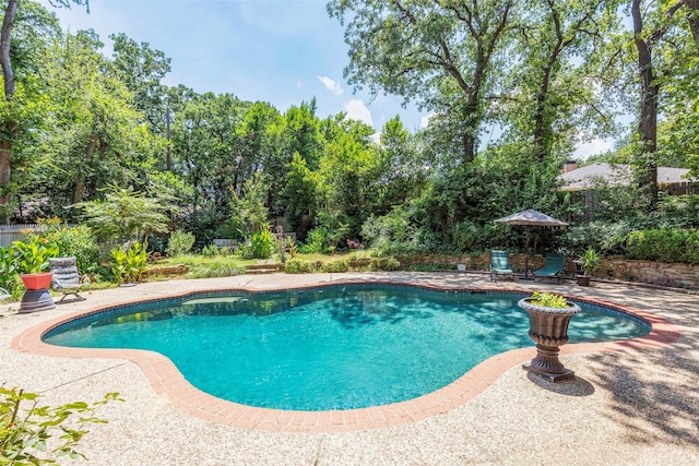 swimming pool with a patio area
