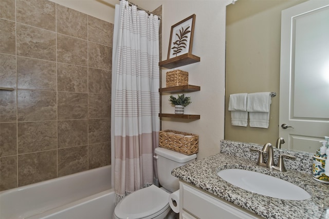4625 Man O War Rd, Carrollton, TX 75010 - bathroom featuring toilet, vanity, and shower / tub combo with curtain