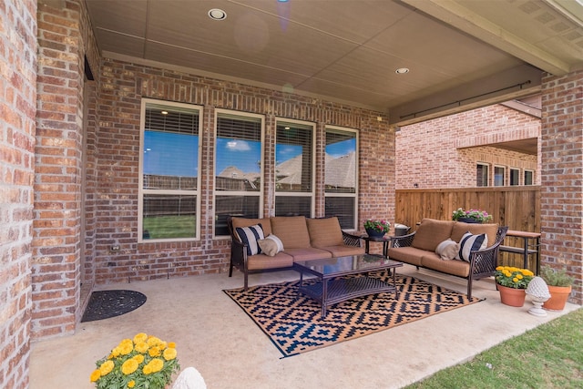 4625 Man O War Rd, Carrollton, TX 75010 - view of patio / terrace with an outdoor hangout area and fence