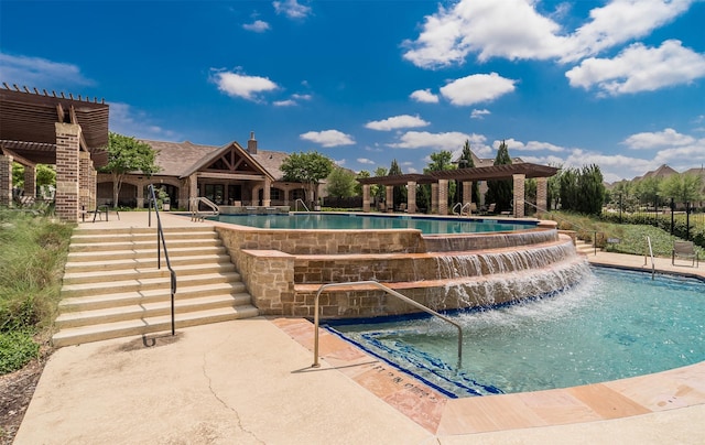 4625 Man O War Rd, Carrollton, TX 75010 - community pool featuring a pergola, a patio area, and stairs