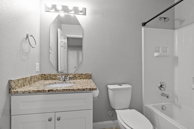 2720 Ocaso Dr, Little Elm, TX 75068 - bathroom with toilet, vanity, and washtub / shower combination