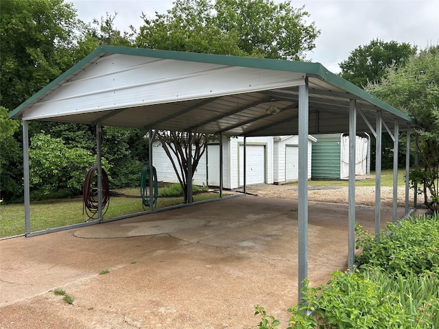 120 One Feather, Whitney, TX 76692 - view of parking with a carport and a storage shed
