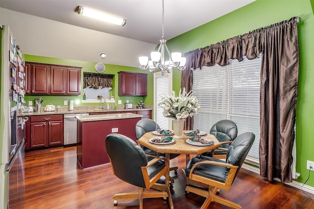 111 Evening Star Cir, Red Oak, TX 75154 - dining area featuring a chandelier and dark wood finished floors