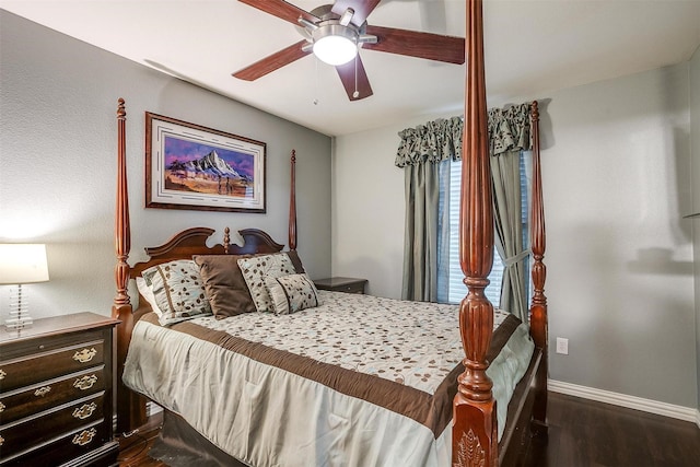 111 Evening Star Cir, Red Oak, TX 75154 - bedroom featuring dark wood-style floors, baseboards, and a ceiling fan