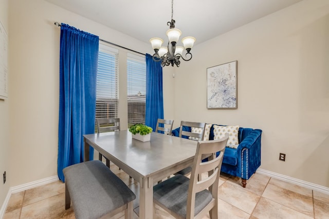 2015 Diamondback, Forney, TX 75126 - dining room with a chandelier, baseboards, and light tile patterned floors