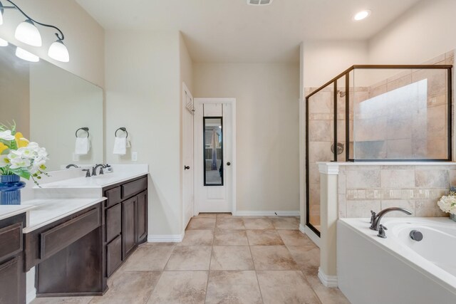 2015 Diamondback, Forney, TX 75126 - full bath with a stall shower, a bath, vanity, and tile patterned flooring
