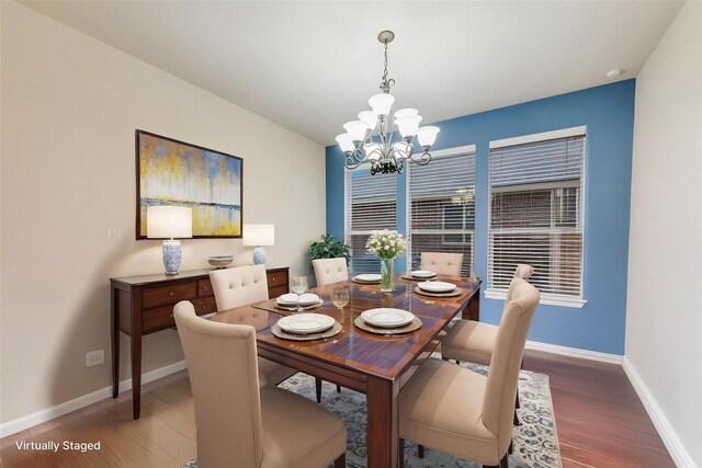 2015 Diamondback, Forney, TX 75126 - dining area featuring a chandelier, baseboards, and wood finished floors