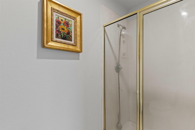 bathroom with a stall shower