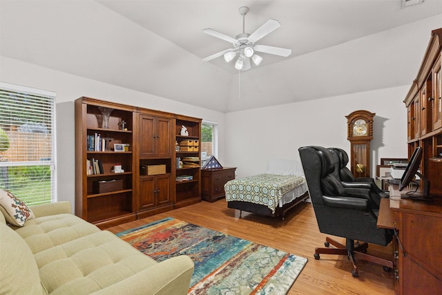 4119 Timbersedge Trl, Arlington, TX 76015 - office space with ceiling fan, light wood-style floors, and lofted ceiling
