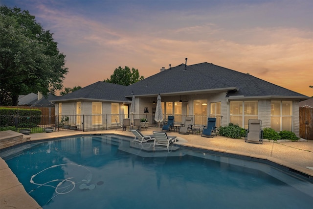 4119 Timbersedge Trl, Arlington, TX 76015 - view of pool with a patio area, fence, and ceiling fan