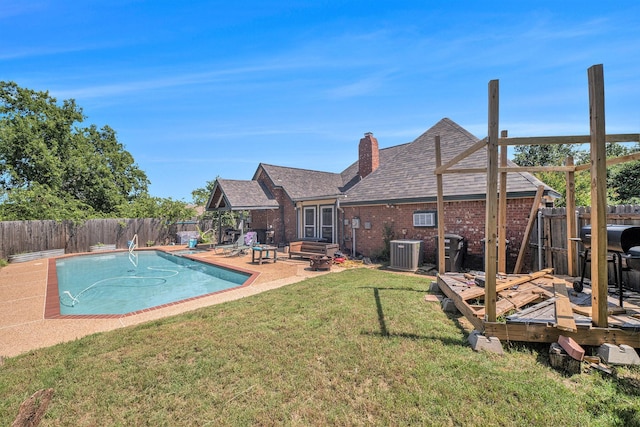 7508 Lake Highlands Dr, Fort Worth, TX 76179 - view of swimming pool featuring a patio, area for grilling, and central AC unit