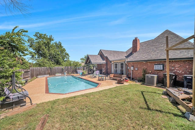 7508 Lake Highlands Dr, Fort Worth, TX 76179 - view of swimming pool with cooling unit, a patio, and french doors