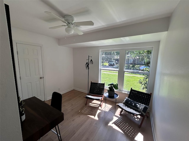 1034 Shawnee Trce, Grand Prairie, TX 75051 - office area with wood finished floors and ceiling fan