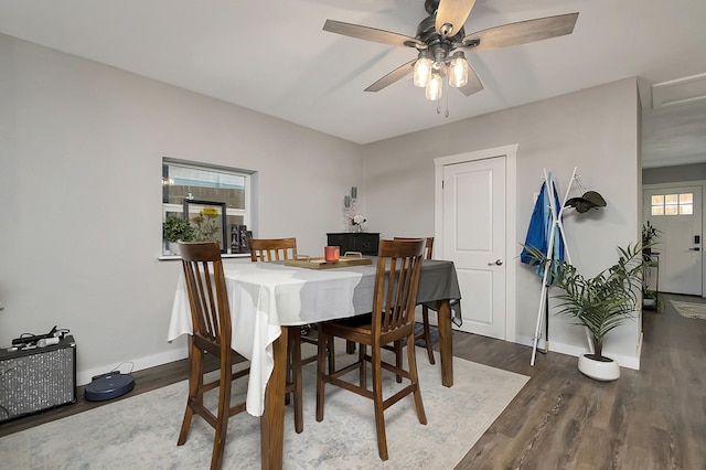14070 Rucker St, Azle, TX 76020 - dining room featuring wood finished floors, baseboards, and ceiling fan