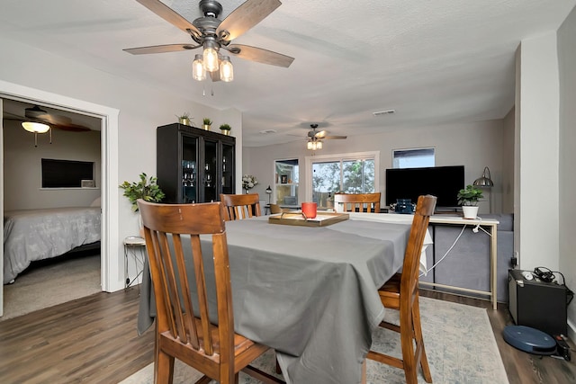 14070 Rucker St, Azle, TX 76020 - dining space with dark wood-style floors and a ceiling fan