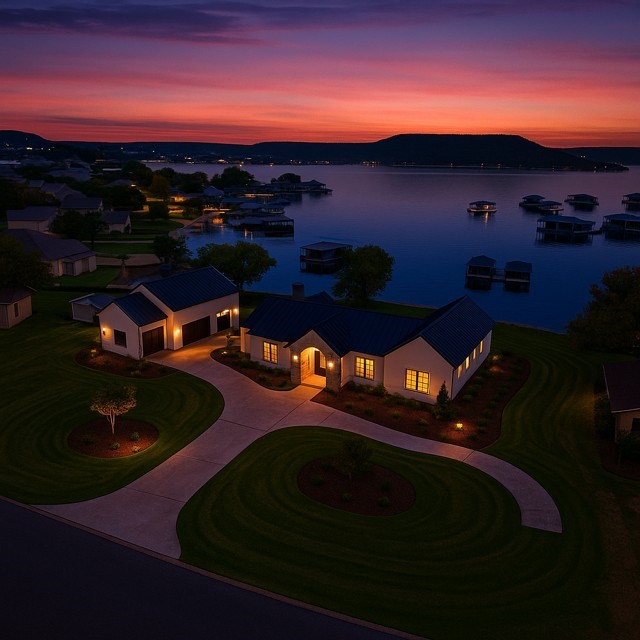 1003 Briar Cir, Possum Kingdom Lake, TX 76449 - aerial view at dusk of a water view