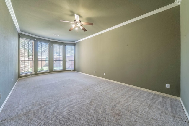 1364 Aubrey Ln, Frisco, TX 75033 - carpeted empty room with ornamental molding, a ceiling fan, and baseboards