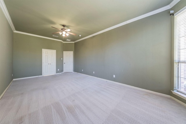 1364 Aubrey Ln, Frisco, TX 75033 - unfurnished room with a ceiling fan, carpet floors, baseboards, and crown molding
