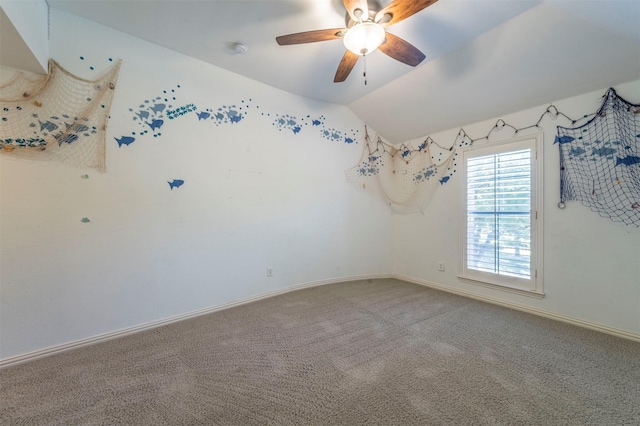 1364 Aubrey Ln, Frisco, TX 75033 - unfurnished room with carpet floors, vaulted ceiling, ceiling fan, baseboards, and a smoke detector