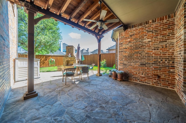 1364 Aubrey Ln, Frisco, TX 75033 - view of patio / terrace with outdoor dining space, ceiling fan, and a fenced backyard