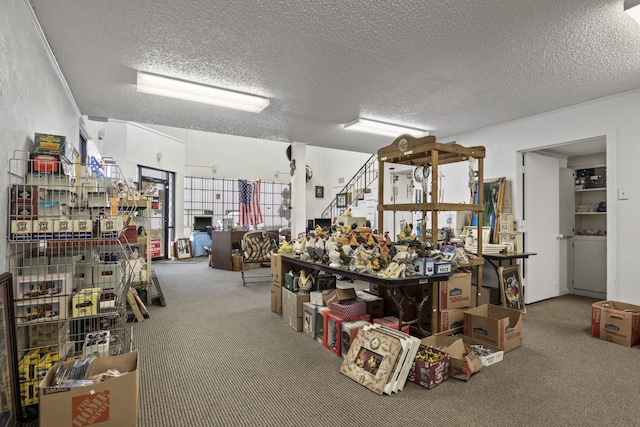 301 N Jefferson, Mount Pleasant, TX 75455 - misc room featuring a textured ceiling and carpet