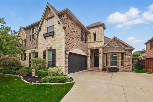 4024 Las Colina Dr, Fort Worth, TX 76179 - view of front facade with brick siding, stone siding, driveway, and a garage