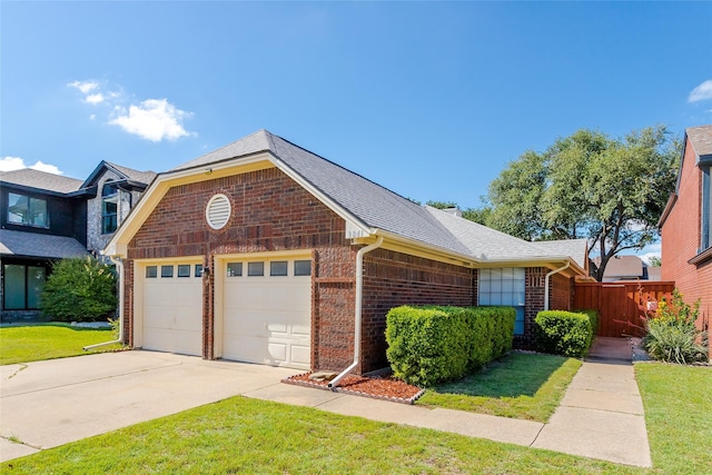 3841 Beaumont Ln, Plano, TX 75023 - view of front of home with brick siding, a shingled roof, a garage, and driveway