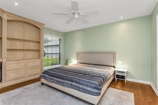 3841 Beaumont Ln, Plano, TX 75023 - bedroom featuring wood finished floors, baseboards, a ceiling fan, and recessed lighting
