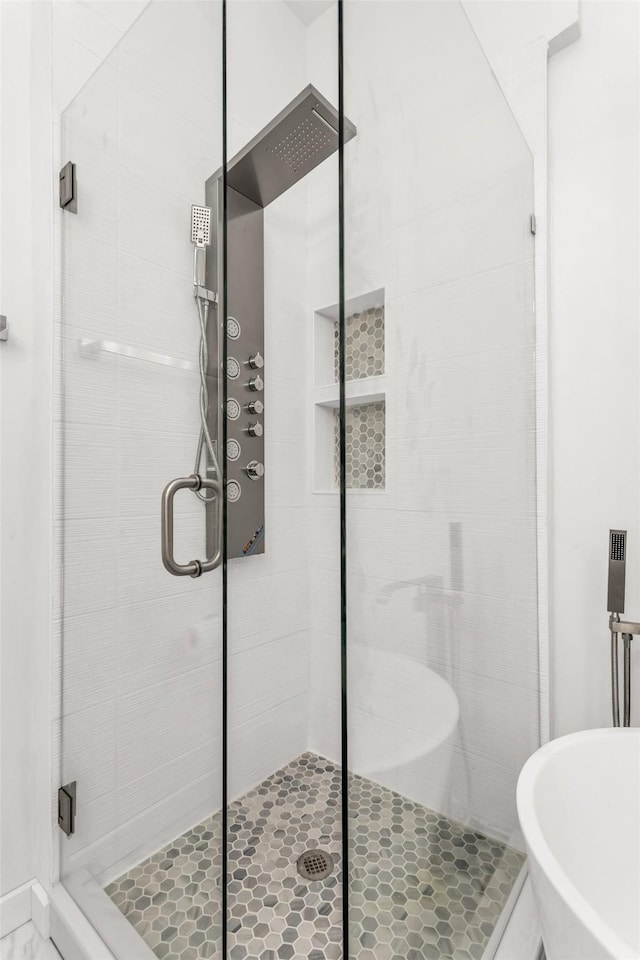 3841 Beaumont Ln, Plano, TX 75023 - bathroom with a stall shower and a sink