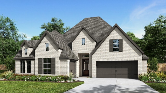 1932 Lowland Dr, Rockwall, TX 75087 - view of front of house featuring concrete driveway, a garage, roof with shingles, and brick siding