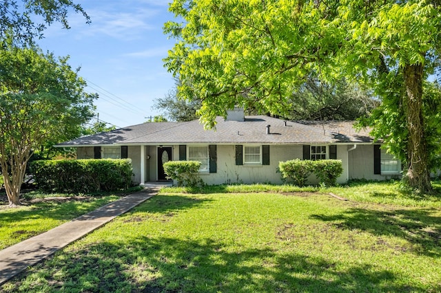 6838 Lupton Dr, Dallas, TX 75225 - ranch-style home with a front lawn and a chimney