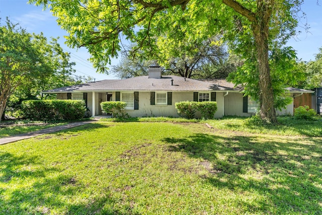 6838 Lupton Dr, Dallas, TX 75225 - ranch-style home with a front lawn and a chimney
