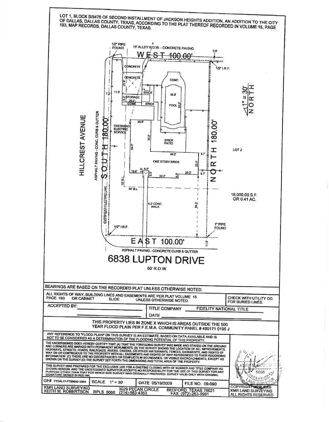 6838 Lupton Dr, Dallas, TX 75225 - survey map / technical document